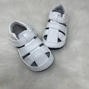 Jack&Lily White Bailey Leather Toddler Baby Sandals 24-30months